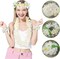 4 PCS Hawaiian Lei Set, White Luau Wreath Garland Hawaii Leis Flower Headpiece Necklace Bracelet